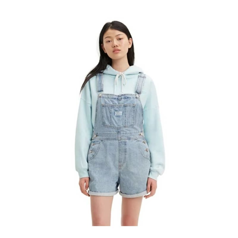 Levi's Vintage Shortalls Relaxed Fit Light Blue Denim Jean Short Overalls XL NWT